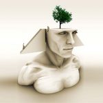 Brain Art - pharoah sphinx head with tree coming out of head