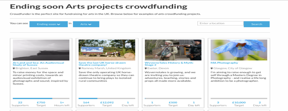 Ending soon arts projects in crowdfunding